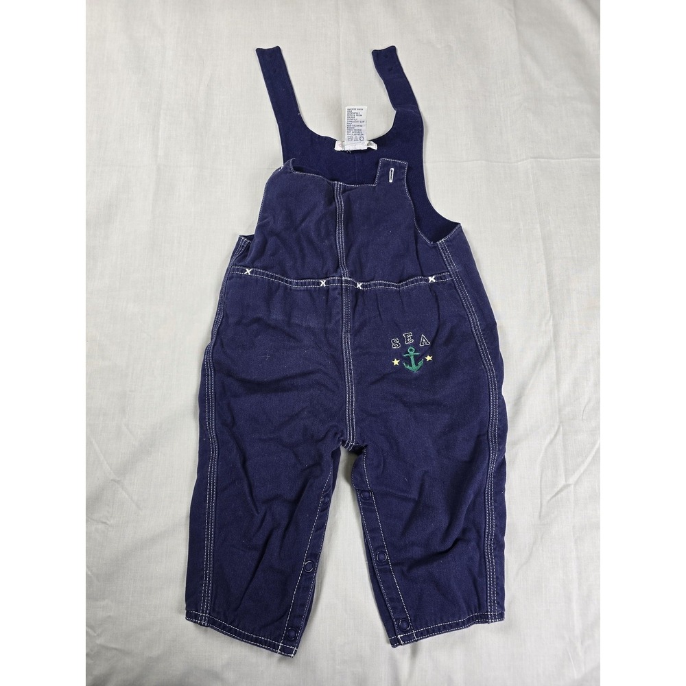 Vintage Gymboree Overalls Infant 6 12 Months Blue Nautical‎ Sea Anchor 90s